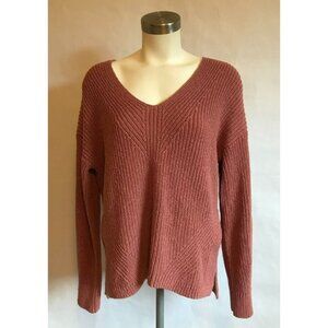 Madewell Pink Knit V-Neck Sweater, Size Small